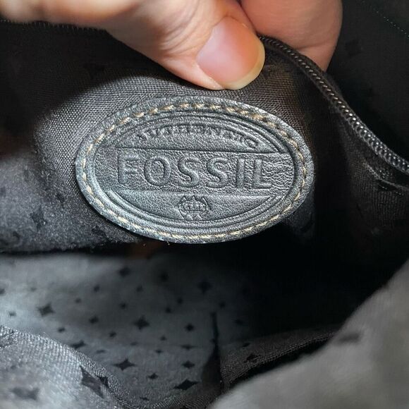 Fossil Morgan Traveler Black Soft Pebble Leather Organizer Crossbody Bag Brown - Picture 5 of 10